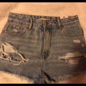 pacsun high rise light wash shorts